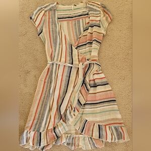 Striped Multicolor Wrap Dress